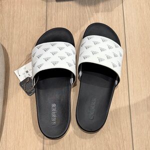 Adidas Adilette Comfort Slides in Black and White